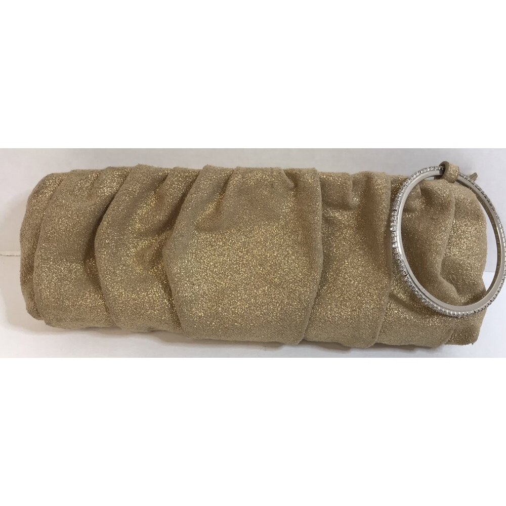 Steve Madden Vintage gold sueded clutch with Rhinestone Wrist Bangle